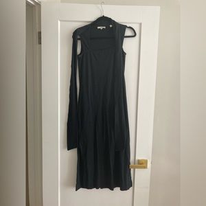 Black Vince dress with optional tie waist xa black cotton